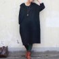 Women Spring Autumn Dress Solid Cotton Loose Hooded Dress Plus Size Long Sleeve Knee-length Dress Ve