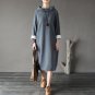 Spring Autumn Dress 100% Cotton Women Dress Vestidos Loose Fleece Thickening Turtleneck Long-sleeve