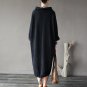Spring Autumn Dress 100% Cotton Women Dress Vestidos Loose Fleece Thickening Turtleneck Long-sleeve