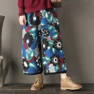 Women Pant Vintage Print Wide Leg Pants Loose Trousers for Women X0666
