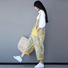 NEW Women Pants Vintage Print Loose Cotton Overalls Casual Trouser for Women W25