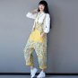 NEW Women Pants Vintage Print Loose Cotton Overalls Casual Trouser for Women W25
