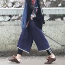 Spring Summer Women Pants Double Layer Linen Wide Leg Ankle Length Trousers for Women W28