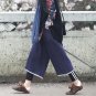 Spring Summer Women Pants Double Layer Linen Wide Leg Ankle Length Trousers for Women W28