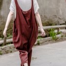Summer Autumn Harem Pant Handmade Plate Button Plus Size Loose Bib Pants Vintage Casual Trousers Ove