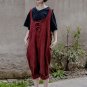 Summer Autumn Harem Pant Handmade Plate Button Plus Size Loose Bib Pants Vintage Casual Trousers Ove