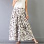 Summer Trousers for Women Elastic Waist Vintage Print Loose Long Cotton Wide Leg Pants Casual Beach