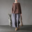 Winter Women Pants Vintage Thick Warm Cotton Loose Casual Wide Leg Pants X0769
