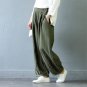 Women Pant Casual Solid Elastic Waist Jacquard Long Harem Pants Loose Linen Pantalon Femme Trouser f