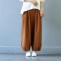 Women Pant Casual Solid Elastic Waist Jacquard Long Harem Pants Loose Linen Pantalon Femme Trouser f