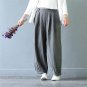 Women Pant Casual Solid Elastic Waist Jacquard Long Harem Pants Loose Linen Pantalon Femme Trouser f
