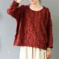 Women Autumn T-shirt Casual Plus Size O-neck Long-sleeve Style Jacquard Linen Cotton T-shirt Women T