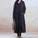 Women Winter Jackets Vintage Thickening Plus Size Hooded Linen Cotton-padded Casual Long Outerwear C