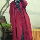 Winter Coat Women Vintage Slanting Lapel Handmade Plate Button Loose Wadded Jacket Long Casual Cotto