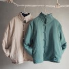 Winter Coats Women  Plate Buttons Cotton-padded Vintage Loose Turtleneck Short Outerwear Jackets W02