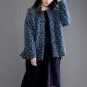 Vintage Handmade Small Wadded Jacket Plate Buttons Print Stand Collar Short Cotton-padded jacket W14