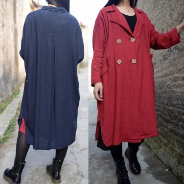 Spring Autumn Linen Jacket Double Breasted Plus size Women Coat Casaco Feminino Windbreaker Women Cl