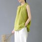 Women Summer Crop Tops Solid 100% Ramie Vest Loose Sleeveless Tank Tops Vestidos Casual Blusa Female