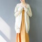 Women Autumn Winter Jacket Retro Exquisite Embroidery Long-sleeve Knitted Cardigan S420