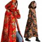 Winter Jacket Women Vintage Big Hooded Witch Robe Plus Size Pleated Casual Velvet Lining Thermal Lon