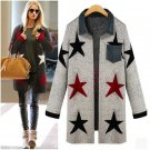 autumn winter womans star cardigan loose knit sweater coat outerwear pocket women\'s blouses tops ge