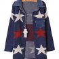 autumn winter womans star cardigan loose knit sweater coat outerwear pocket women\'s blouses tops ge