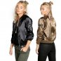 Winter Women Short Quilted Bomber Jacket Full Sleeve O-Neck Solid Casual Basic Jacket Bright Silk To