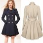 2015 Women\'s Autumn Slim Trench Winter Double Breasted Coat Turn-down Collar Long Warm Overcoat P