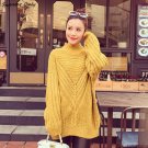 2016 new hot sale women\'s autumn winter long thick loose knit sweaters coats woman turtleneck big y