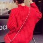 2016 new hot sale women\'s autumn winter long thick loose knit sweaters coats woman turtleneck big y