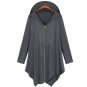 Cotton Trench Coat Women Autumn Winter Hoodied Overcoat Female Zipper irregularity Cardigans Grey/ B
