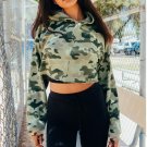 2017 autumn and winter new camouflage hooded long-sleeved umbrella short paragraph  female coat