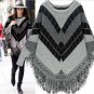 New Women Casual Basic Autumn Winter Sweater Top Tassel patchwork Loose Coat printed Long Sleeve kee