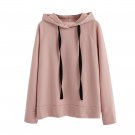 Women\'s Hooded Basis Color Hooded Sweatshirt Autumn Winter Casual Loose Long-Sleeve Jacket Tops Wom