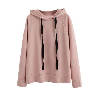 Women\'s Hooded Basis Color Hooded Sweatshirt Autumn Winter Casual Loose Long-Sleeve Jacket Tops Wom