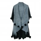 AASS Hot Womens Loose Knitting Batwing Wool Poncho Jacket Winter Warm Cloak Coat Cardigan Celadon