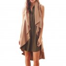 Women Cardican Winter Jacket New Open Stitch Sleeveless Casual Jacket Irregular Vests Turn-down Coll