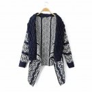 2017 Autumn Winter New Sweaters Women Lapel Neck Irregular Hem Crochet Cardigan Sweater Female Vinta