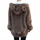 Zipper Girl Winter Loose Fluffy Bear Ear Hoodie Hooded Jacket Winter Warm Outerwear Coat cute sweats