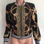 Autumn Winter Pattern Printed Women Coat Long Sleeve Biker Short Coat Jacket Zip Outwear Sukajan Sho