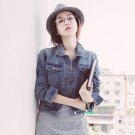 2017 autumn winter Korean female holes long sleeve denim jacket Slim short jacket brand hipster funn
