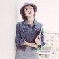 2017 autumn winter Korean female holes long sleeve denim jacket Slim short jacket brand hipster funn