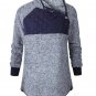 Hitmebox Autumn Winter Casual Women Snap Collar Patchwork Fleece Tops Fuzzy Color Block Long Sleeve