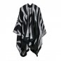 Women Striped Thick Shawl Loose Overwear Coat Oversized Winter Warm Poncho Cape 130x150cm