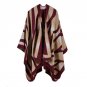 Women Striped Thick Shawl Loose Overwear Coat Oversized Winter Warm Poncho Cape 130x150cm