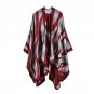 Women Striped Thick Shawl Loose Overwear Coat Oversized Winter Warm Poncho Cape 130x150cm