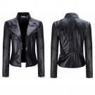 2017 New Elegant Autumn Winter Leather Jacket Women\'s Short Black PU Leather Coat Ladies Slim Motor