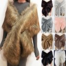 Womens Faux Fur Shawl Cape Outerwear 2017 Winter Elegant Warm Wedding Coat Cape Female Solid Faux Fu