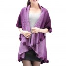 AASS Hot NEW Womens Loose Knitting Batwing Wool Poncho Jacket Winter Warm Cloak Coat Cardigan Purple