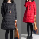 2017 Autumn winter women long coat,Thin cotton long-sleeved dress female large size women solid colo
